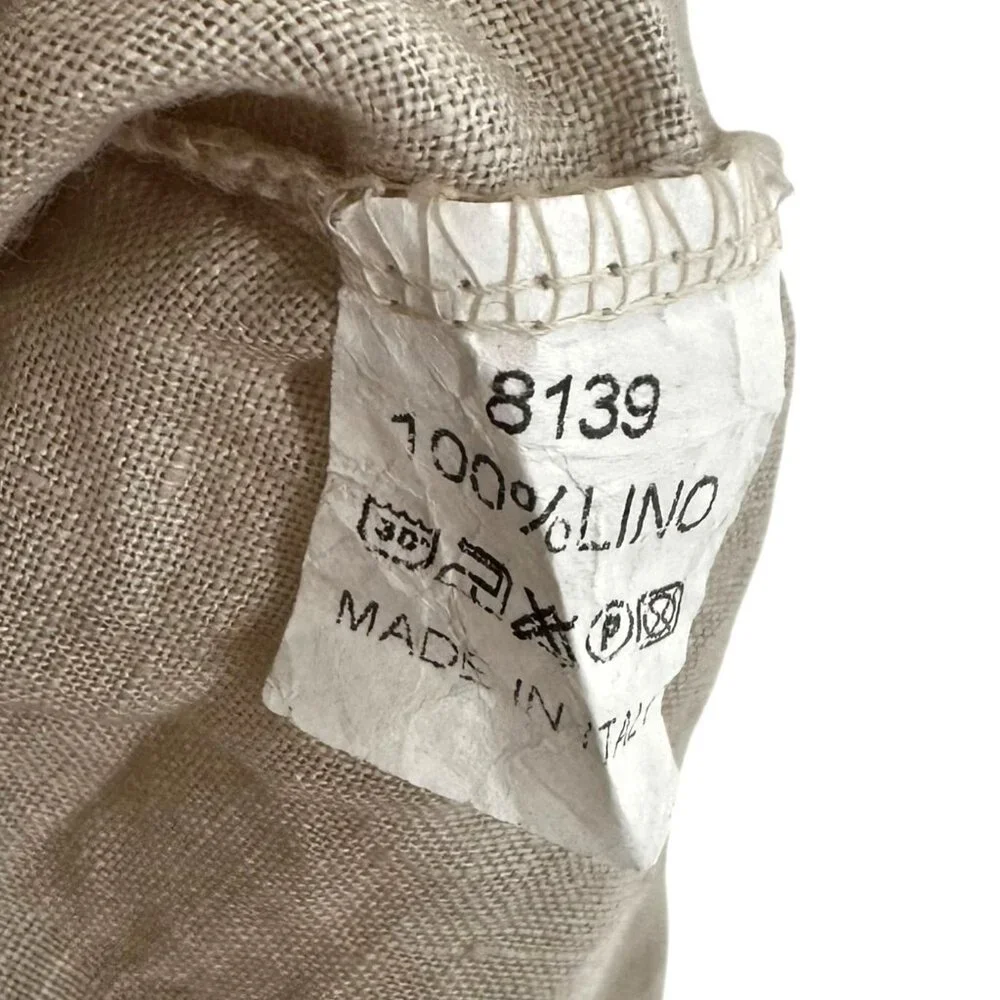 Meo Meli Italy Oatmeal 100% Linen Tiered Shirt Dress OS One Size - Picture 5 of 6